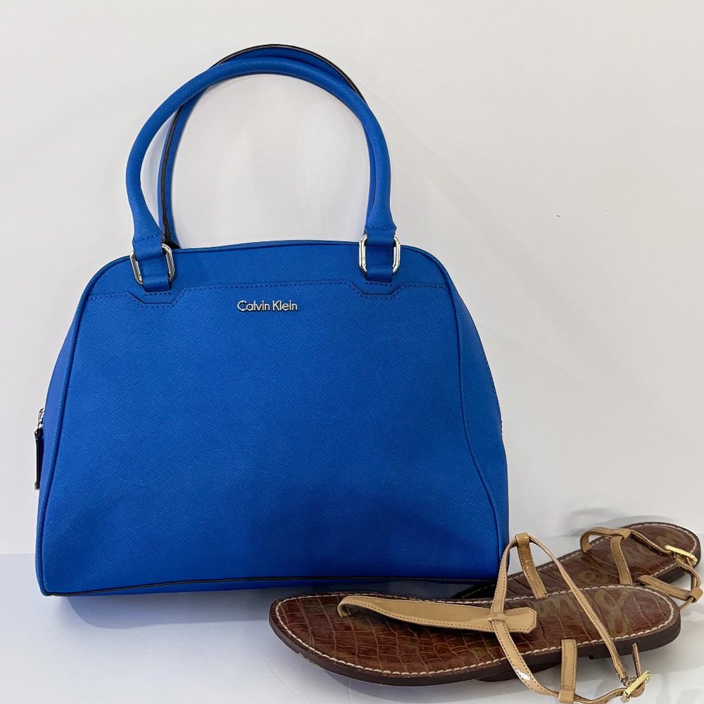 Calvin Klein Blue Dome Satchel Purse - Picture 5 of 10